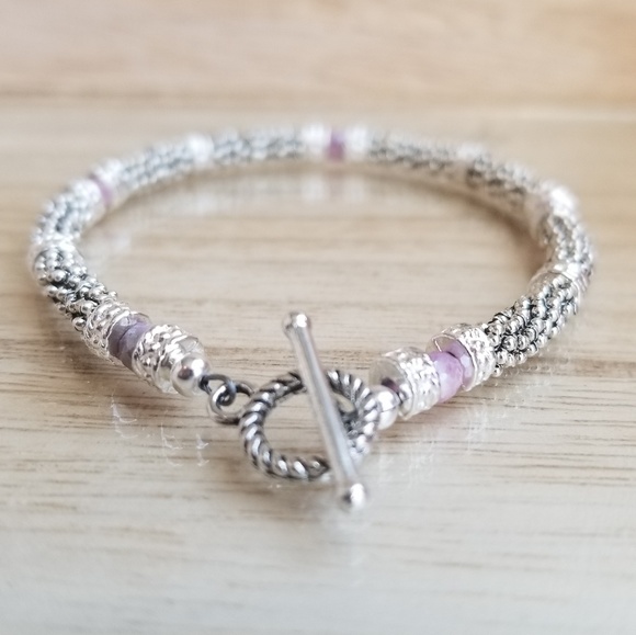 Pink Silverite Sapphire Toggle Bracelet - Picture 3 of 6